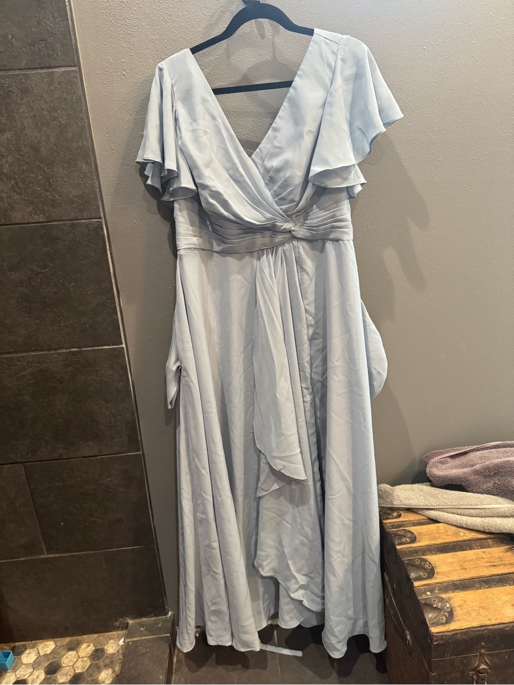 Amazon Light Blue Maxi Dress with Flutter Sleeves